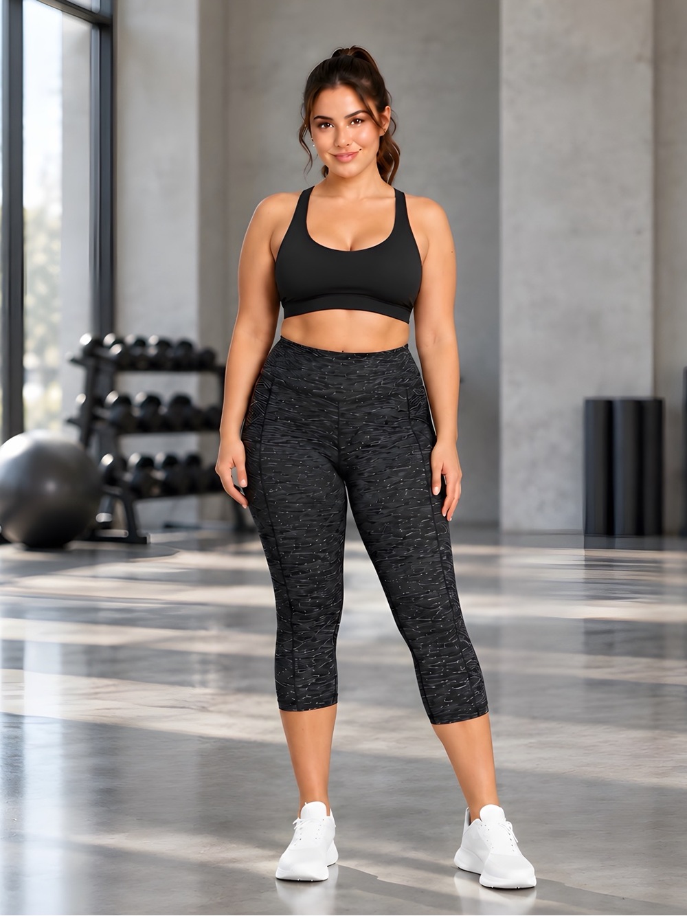 Beverly Hills Polo Club Space Dye Cropped Athletic Leggings M